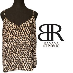 Banana Republic Abstract Dot Print Strappy Flowy Cami V-Neck Tank Neutral Layer